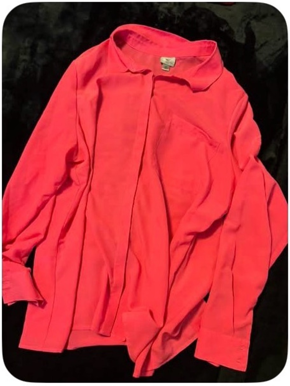 Worthington Coral Pink Long Sleeve Button Front Blouse
